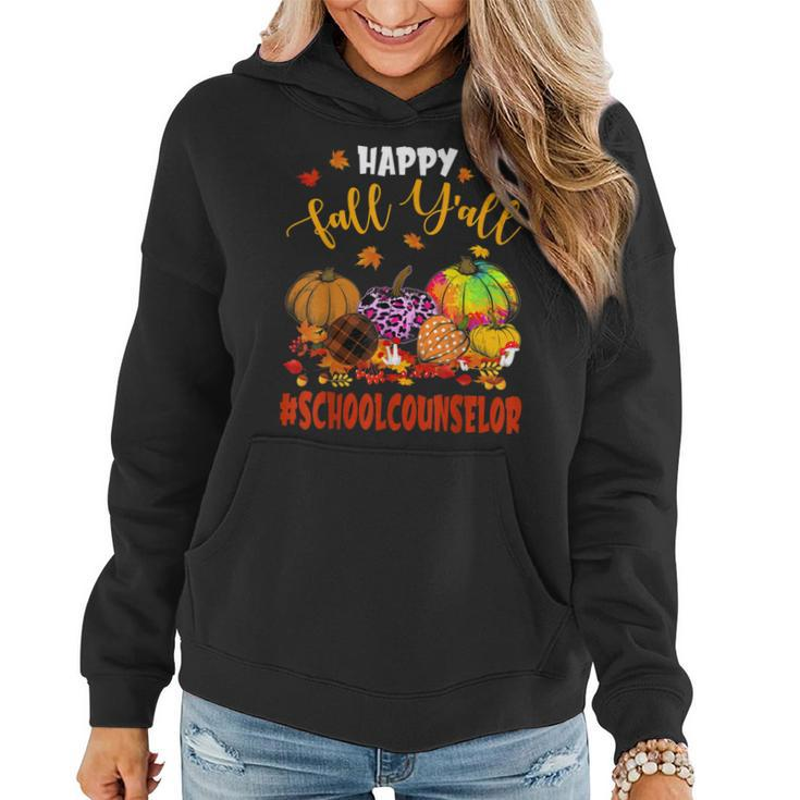 Happy Fall Yall School Counselor Pumpkin Plaid Leopard Women Hoodie Graphic Print Hooded Sweatshirt