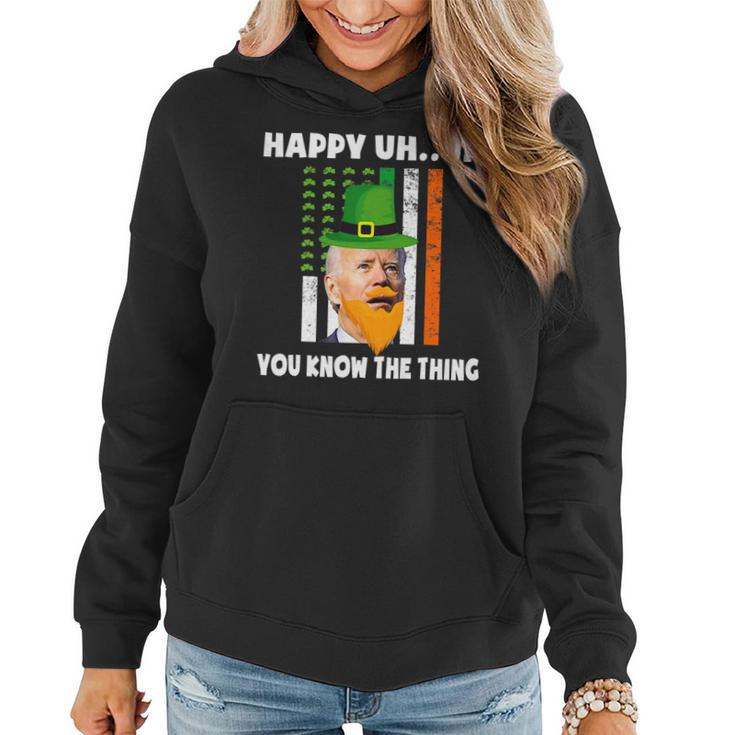 Happy Uh You Know The Thing Confused Biden St Patricks Day   Women Hoodie