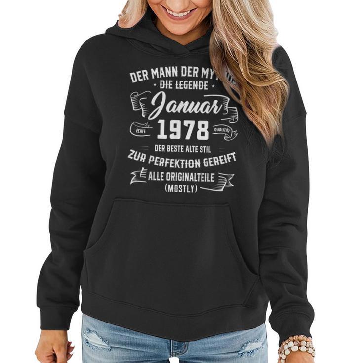 Herren Der Mann Mythos Die Legend Januar 1978 45 Geburtstag Frauen Hoodie