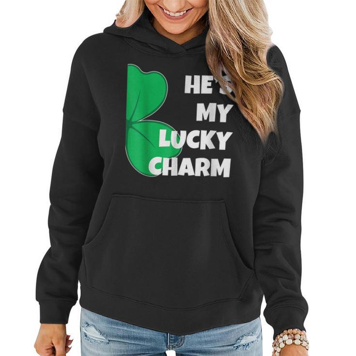 Hes My Lucky Charm Funny St Patricks Day Couple  Women Hoodie