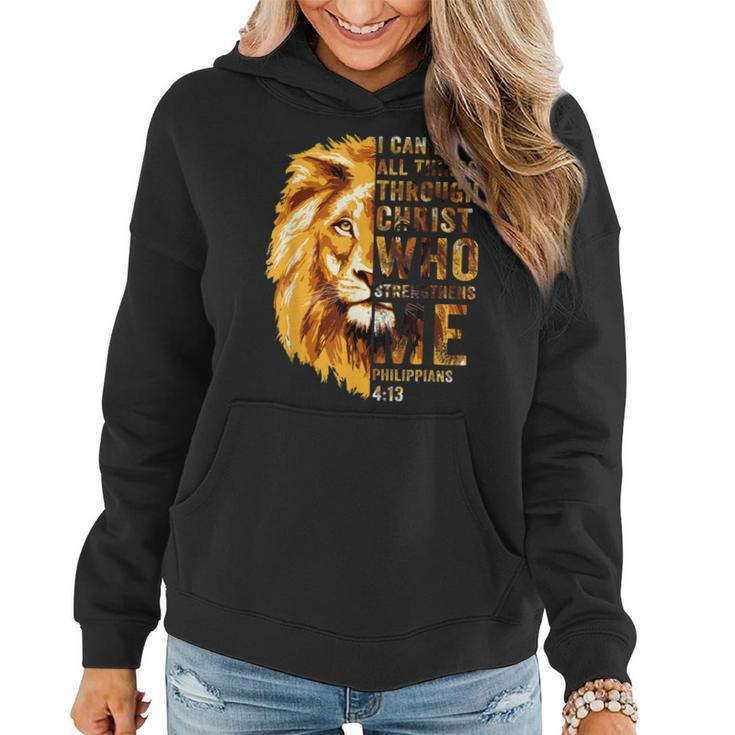 I Can Do All Things Through Christ Jesus Lion Christian Gift  Women Hoodie