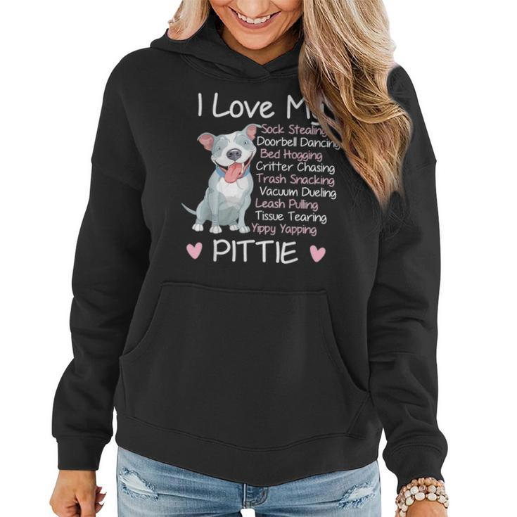 I Love My Pitbull Pittie Mom Mama Dad Youth  Funny Women Hoodie