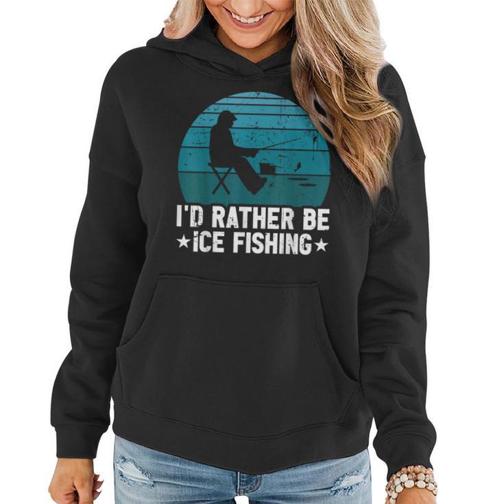 Id Rather Be Ice Fishing Lustige Winterangeln Herren Damen Frauen Hoodie