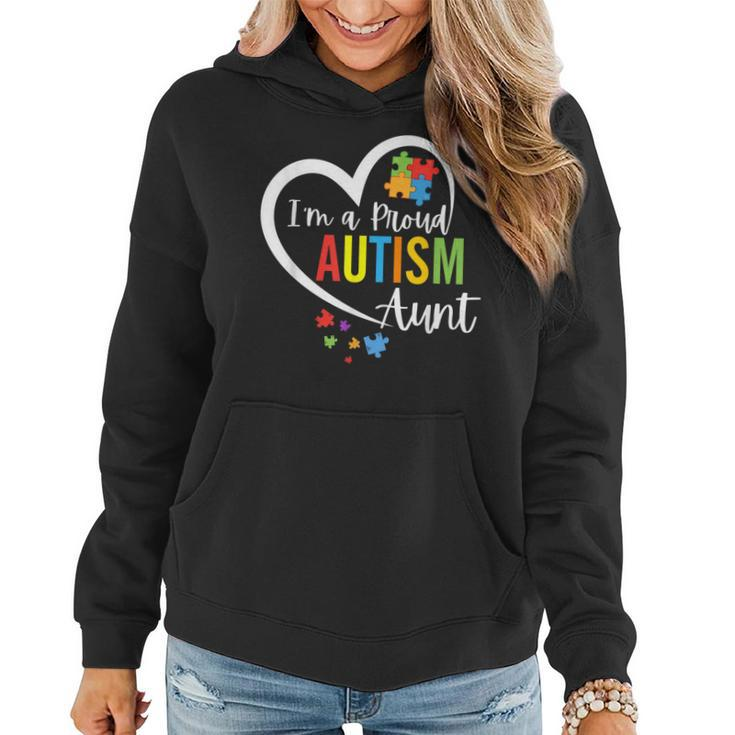 Im A Proud Autism Aunt Love Heart Autism Awareness Puzzle  Women Hoodie