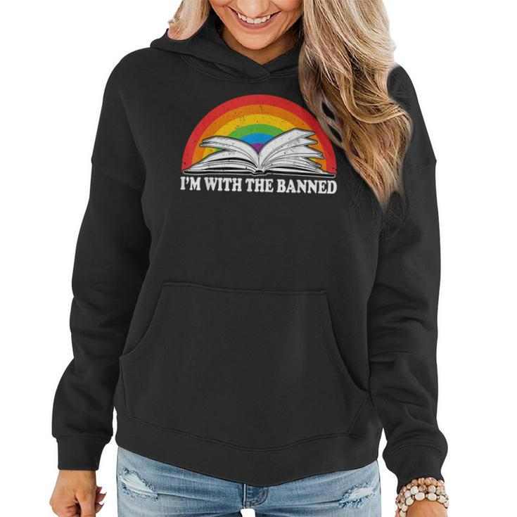 Im With The Banned Books Vintage Rainbow Reading Book Women Hoodie