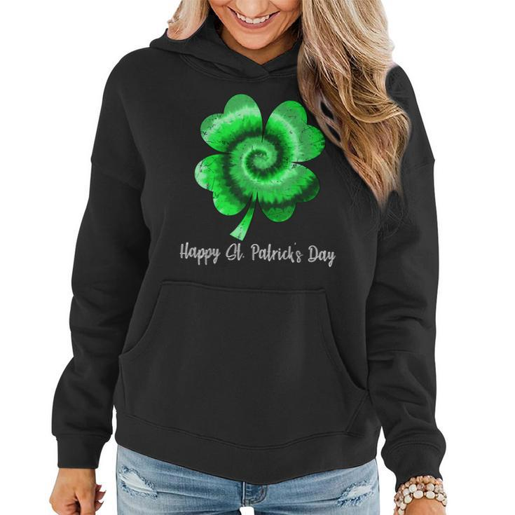 Irish Shamrock Tie Dye Happy St Patricks Day Go Lucky  Women Hoodie