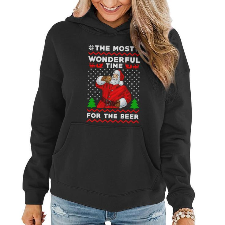 Its The Most Wonderful Time For A Beer Ugly Christmas Sweater Women Hoodie