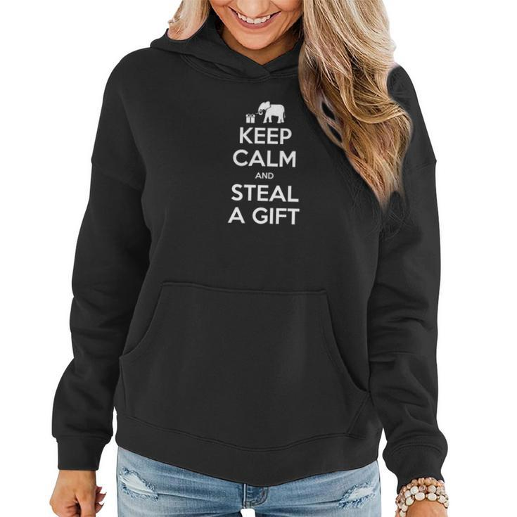 Keep Calm And Steal A Gift White Elephant Christmas Women Hoodie Graphic Print Hooded Sweatshirt