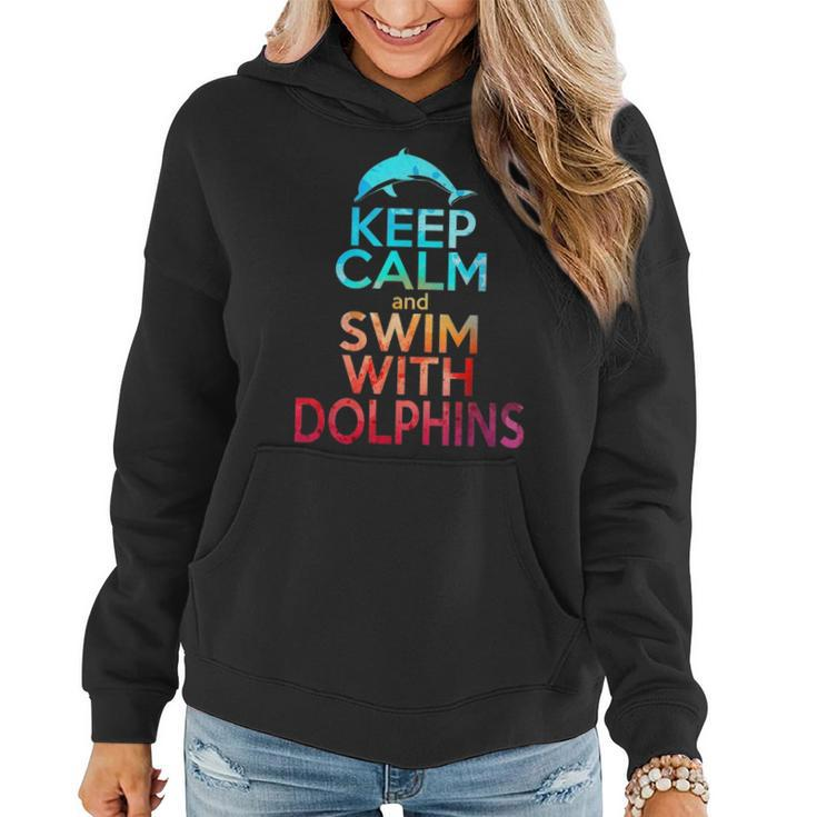 Keep Calm Swim With Dolphins Women Girls Kid Mom Beach Lover 2243 Women Hoodie