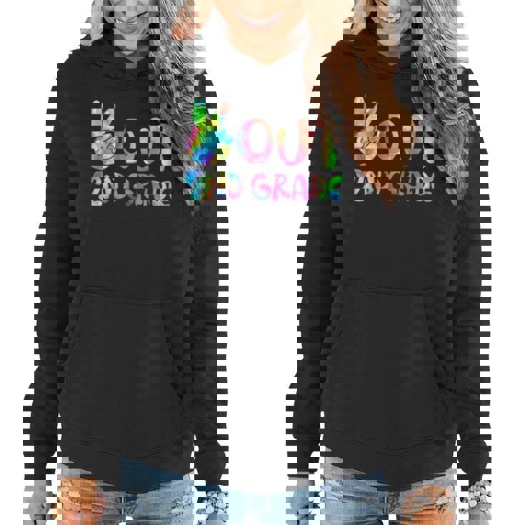 Last Day Of School Peace Out 2Nd Grade Teacher Kids Tie Dye Women Hoodie