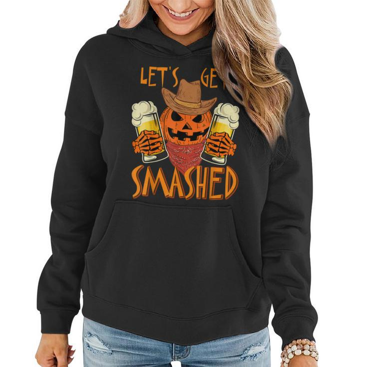 Lets Get Smashed Pumpkin Drink Halloween Beer Oktoberfest  Women Hoodie Graphic Print Hooded Sweatshirt