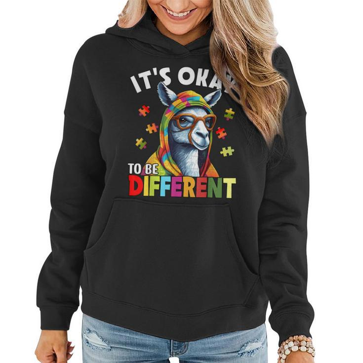 Llama Autism Kids Boys Girls Its Ok To Be Different Puzzle Women Hoodie