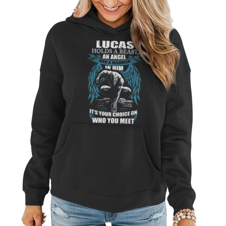 Lucas Name Gift Lucas And A Mad Man In Him V2 Women Hoodie