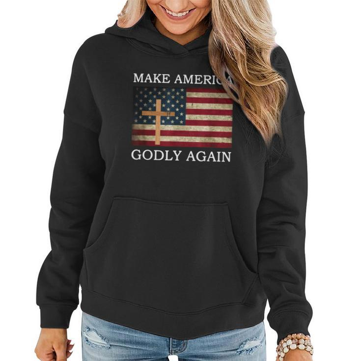 Make America Godly Again American Flag Shirt Women Hoodie Graphic Print Hooded Sweatshirt