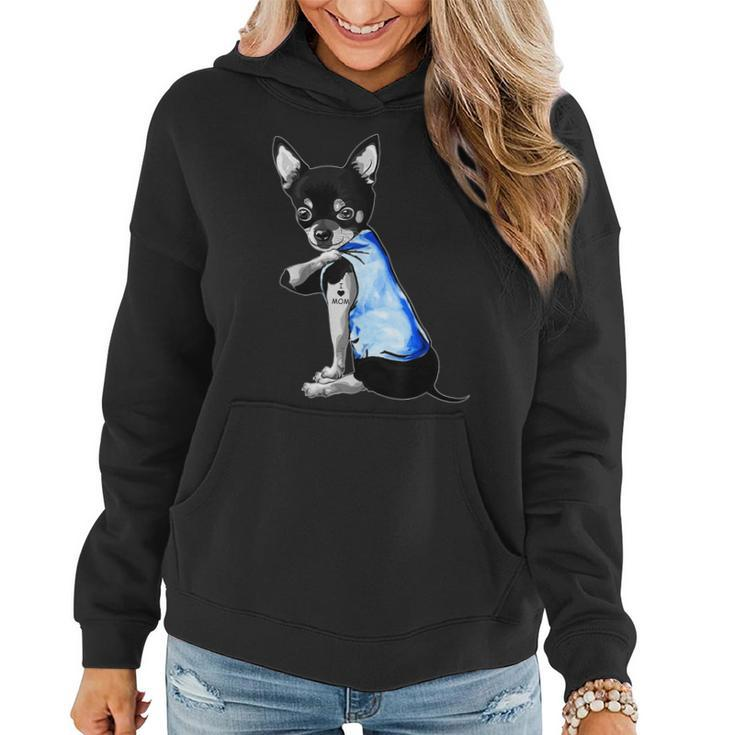 Mothers Day Gifts Chihuahua Dog Tattoo I Love Mom  Women Hoodie