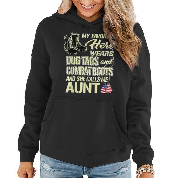 My Niece Wears Dog Tags And Combat Boots - Proud Army Aunt  Women Hoodie