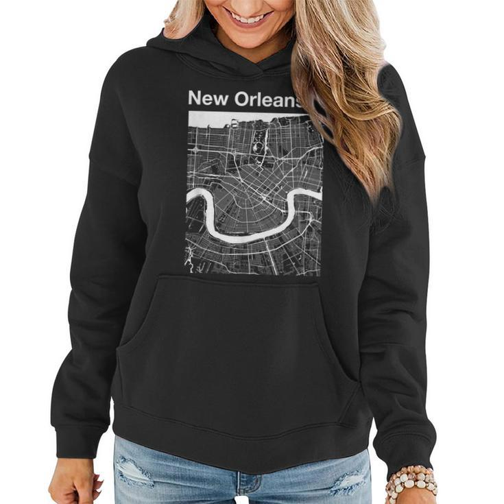 New Orleans Louisiana Vintage Style Home City Street Map  Women Hoodie Graphic Print Hooded Sweatshirt