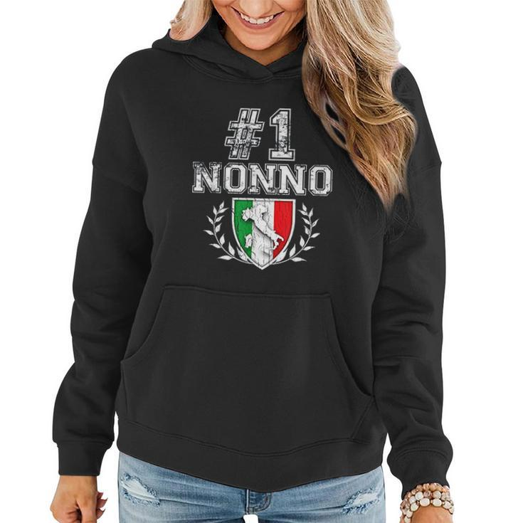Number One Nonno Italian Grandfather Women Hoodie Graphic Print Hooded Sweatshirt