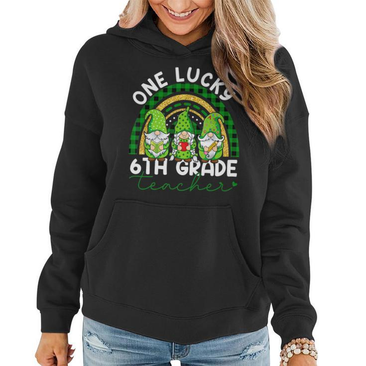 One Lucky 6Th Grade Teacher Gnomes St Patricks Rainbow   Women Hoodie