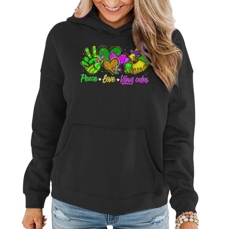 Peace Love King Cake Funny Mardi Gras Party Carnival Gifts V4 Women Hoodie