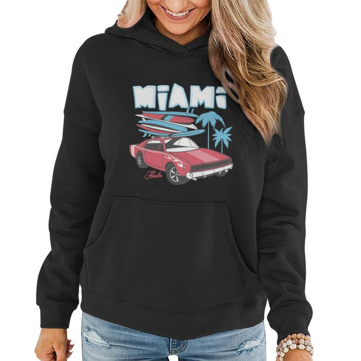 Print And Retro Car With Surfboard Women Hoodie