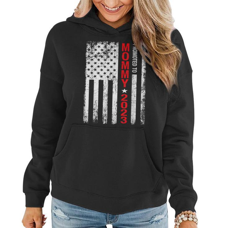 Promoted To Mommy Est 2023 Mothers Day New Mama Us Flag  Women Hoodie