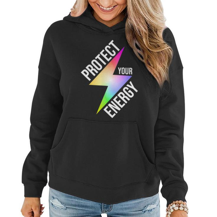 Protect Your Energy Colorful Lightning Bolt  Women Hoodie Graphic Print Hooded Sweatshirt