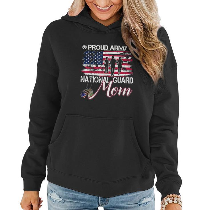 Proud Army National Guard Mom American Flag Women Hoodie Graphic Print Hooded Sweatshirt