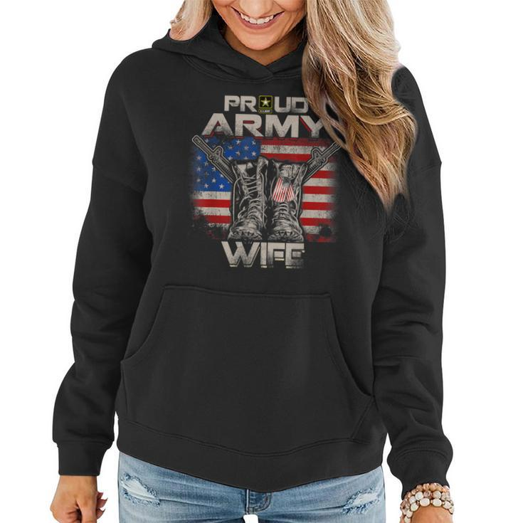 Proud Army Wife America Flag Us Military Pride  Women Hoodie
