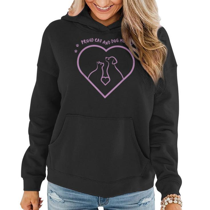 Proud Cat And Dog Mommy Dogs Lover Cats Mom Mother Mama  Women Hoodie