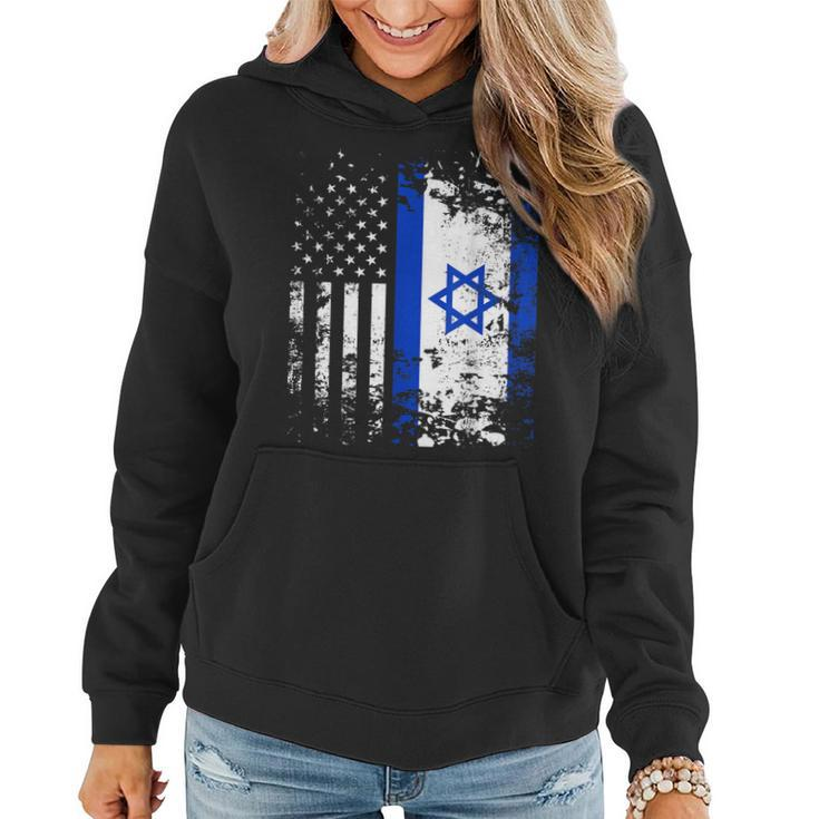 Proud Israeli Usa Flag Patriotic Pride American Israel Flag Women Hoodie Graphic Print Hooded Sweatshirt