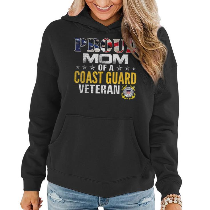 Proud Mom Of A Coast Guard Veteran American Flag Military  Women Hoodie