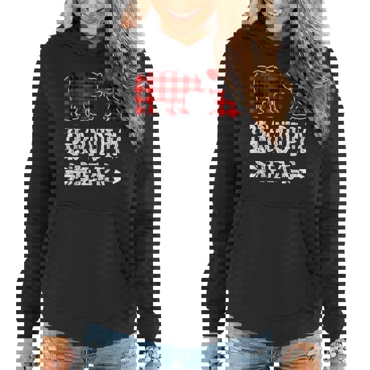 Red Plaid Grandpa Bear Christmas Pajama Matching Family  Women Hoodie