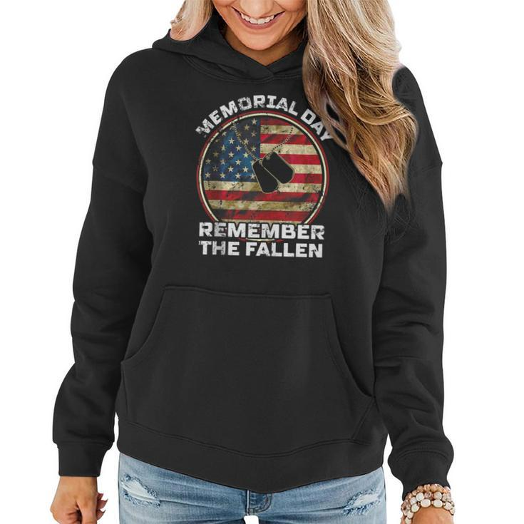 Remember The Fallen Veteran Military Happy Memorial Day Women Hoodie Graphic Print Hooded Sweatshirt