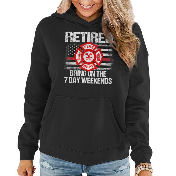 Retired Firefighter Fire Retirement Gift Thin Red Line Women Hoodie