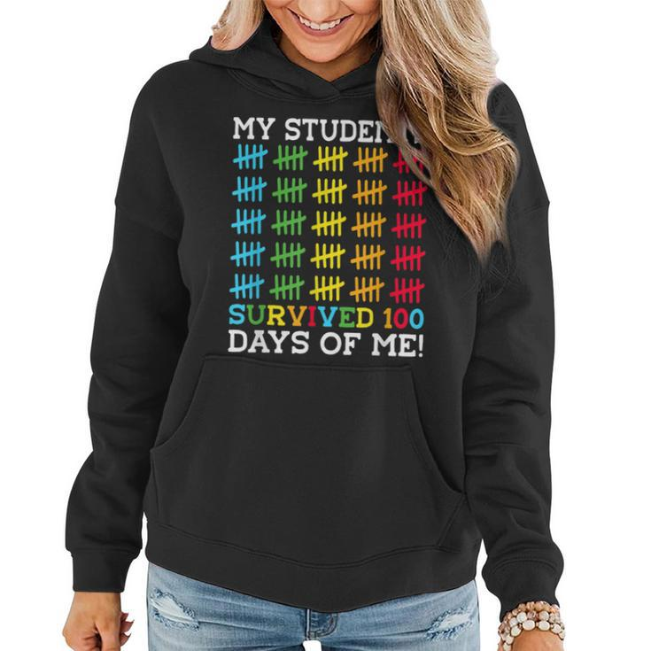 Retro My Students Survived 100 Days Of Me Funny Teacher  Women Hoodie