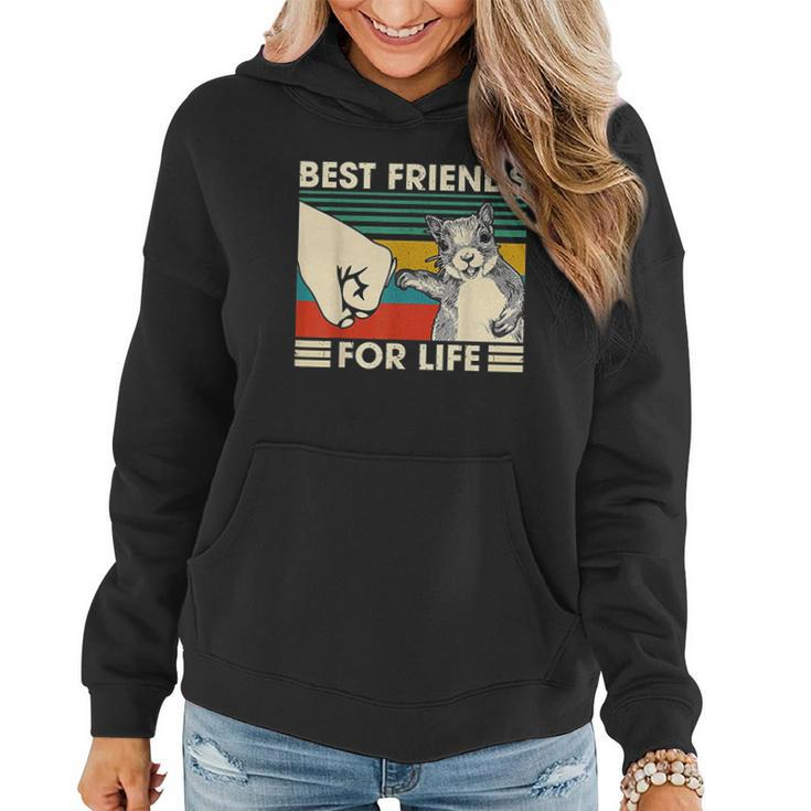 Retro Vintage Squirrel Best Friend For Life Fist Bump V2 Women Hoodie Graphic Print Hooded Sweatshirt
