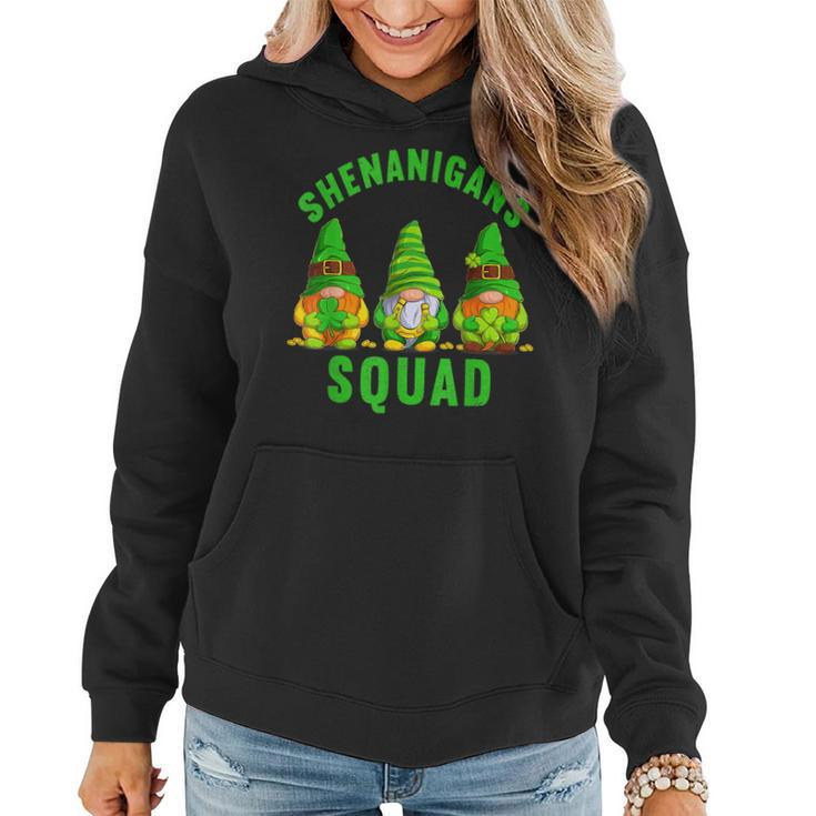 Shenanigans Squad Funny St Patricks Day Gnome Shamrock Irish  Women Hoodie