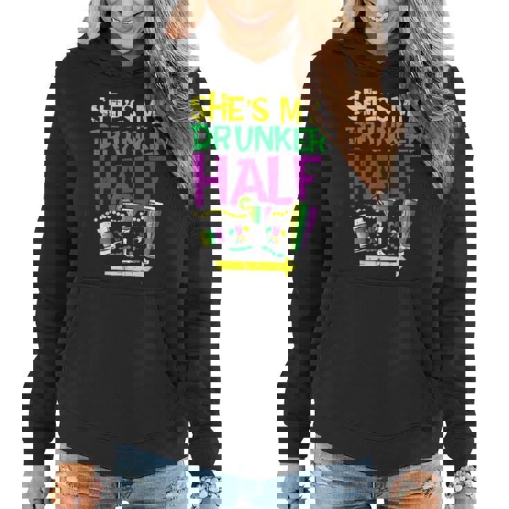 Shes My Drunker Half Matching Couple Boyfriend Mardi Gras Women Hoodie