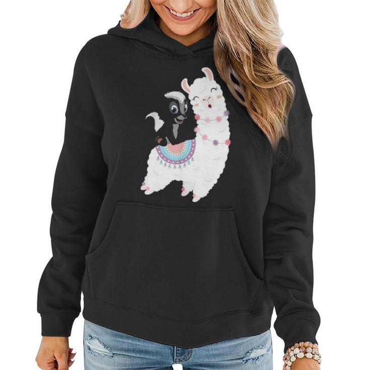 Skunk Riding Llama Funny Skunk Cute Gift Ideas Women Hoodie