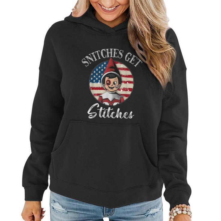 Snitches Get Stitches Elf On A Self Funny Christmas Xmas Holiday V3 Women Hoodie