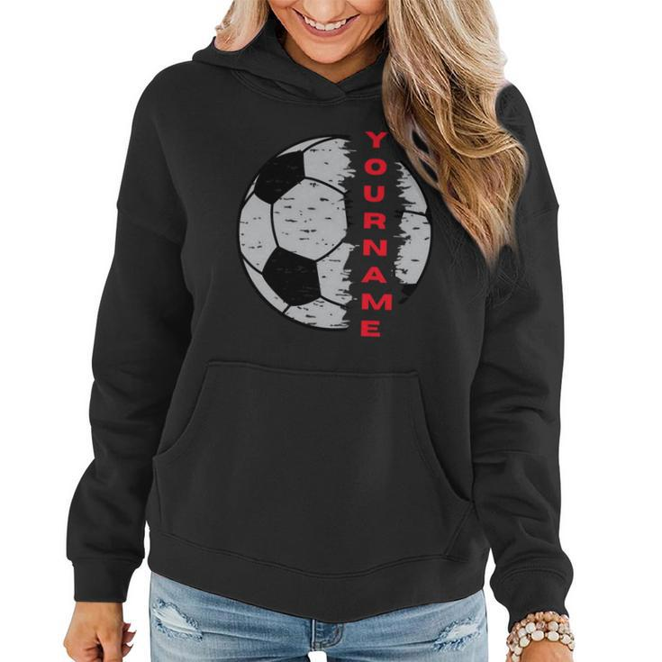 Soccer Custom Name Vintage Sport Lover Sport Player Personalized Gift Women Hoodie Graphic Print Hooded Sweatshirt