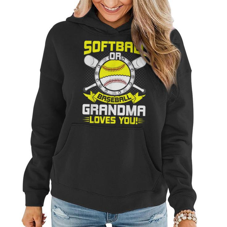 Softball Or Baseball Grandma Loves You Gender Reveal Gift Women Hoodie