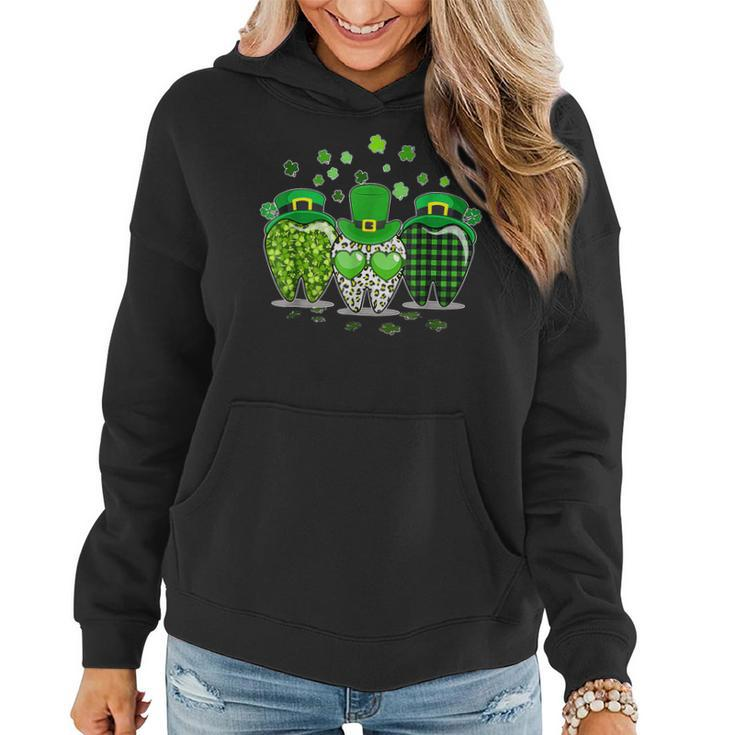 St Patricks Day 2023 Cute Plaid Tooth Dental Assistant  Women Hoodie