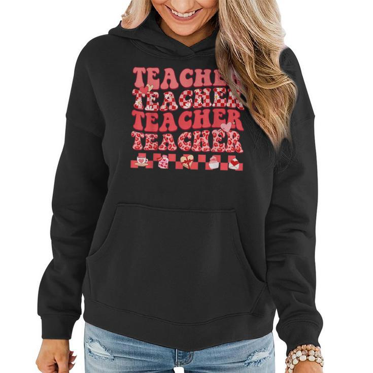 Teacher Valentines Day Hippie Sweet Heart Teacher Womens  Women Hoodie
