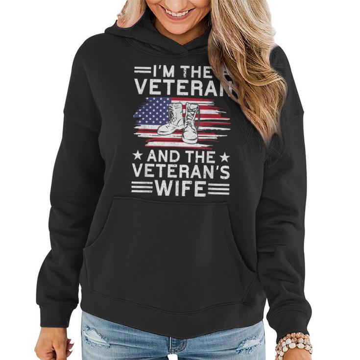 The Veteran & The Veterans Wife Proud American Veteran Wife Women Hoodie