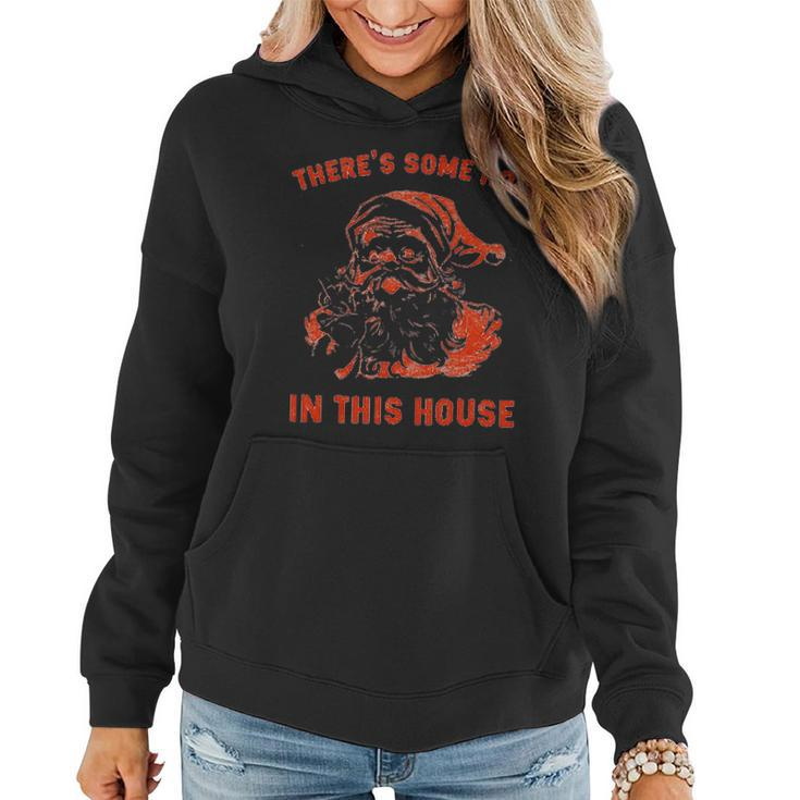 There Is Some Hos In This House Christmas Santa Claus Women Hoodie Graphic Print Hooded Sweatshirt