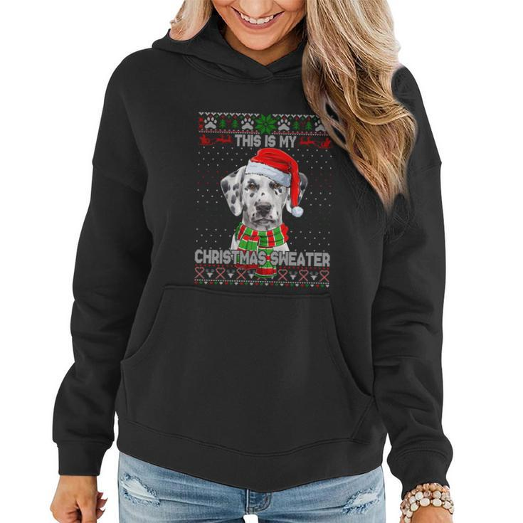 This Is My Christmas Sweater Dalmatian Santa Scarf Ugly Xmas Women Hoodie