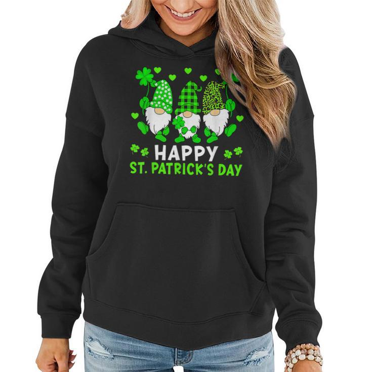 Three Gnomes Happy St Patricks Day Shamrock Lucky Irish  Women Hoodie
