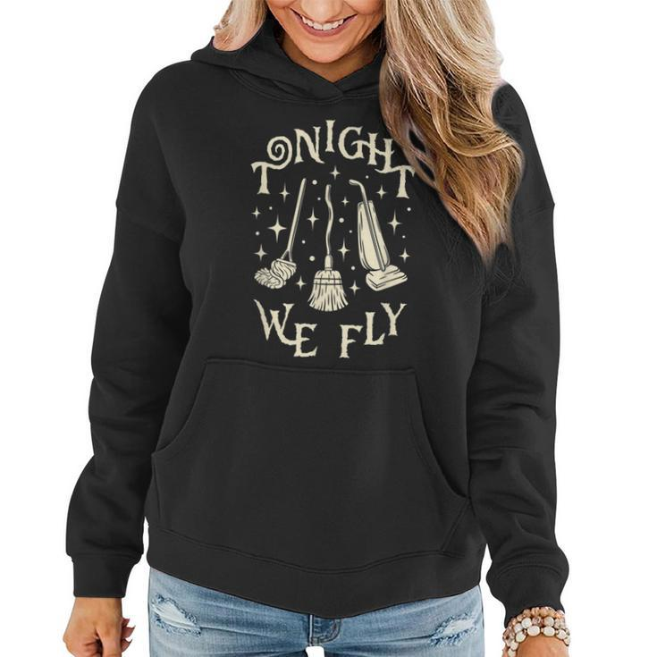 Tonight We Fly Witch Brooms Fall Graphic Vintage Halloween V2 Women Hoodie Graphic Print Hooded Sweatshirt